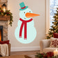 Snowman wall sticker with teal hat, orange nose, and red scarf