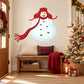 Snowman sticker with red trapper hat and blue body