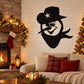 Snowman cowboy decal with ranger hat and bandana, black silhouette wall sticker