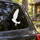 Flying snow owl vinyl window decal, white silhouette on car glass