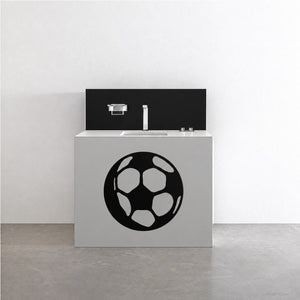 Soccer ball vinyl wall decal with bold black and white ball design
