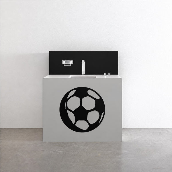 Soccer ball vinyl wall decal with bold black and white ball design
