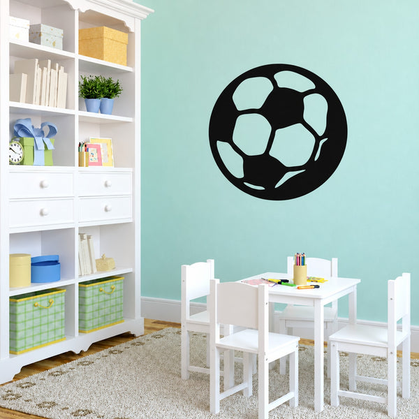 Soccer Wall Decal - Vinyl Decal - Car Decal - 022 — illustrative vinyl decal application mockup. Surrounding objects are not included.