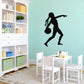 Black soccer player wall decal silhouette holding a ball, vinyl sticker design