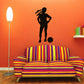 Soccer player wall decal vinyl with ball, black silhouette