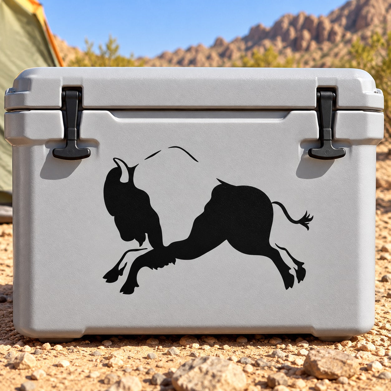 Buffalo silhouette sticker with native-style Southwestern design