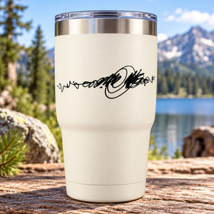 Vinyl decal with black cursive Native-style graphic for wall or car