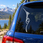 White vinyl car window decal with southwestern swirl and teardrop shapes