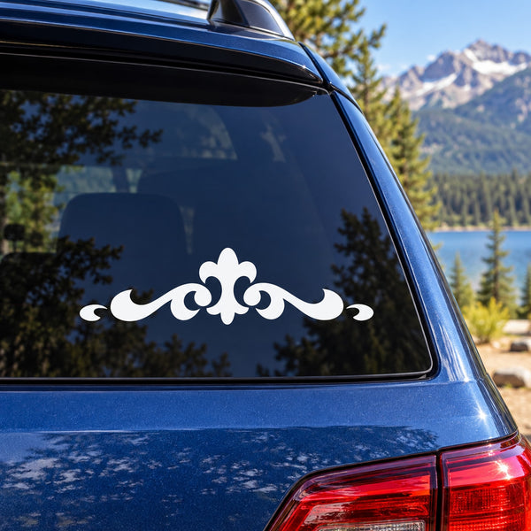 White native southwestern-style vinyl decal flourish for window or wall