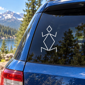 White outline lizard decal on car rear window