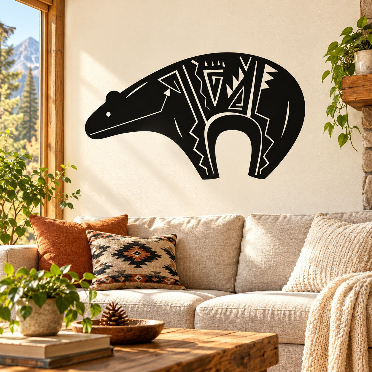 Black bear southwestern pattern wall decal