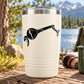 White tumbler with black maraca instrument decal on front
