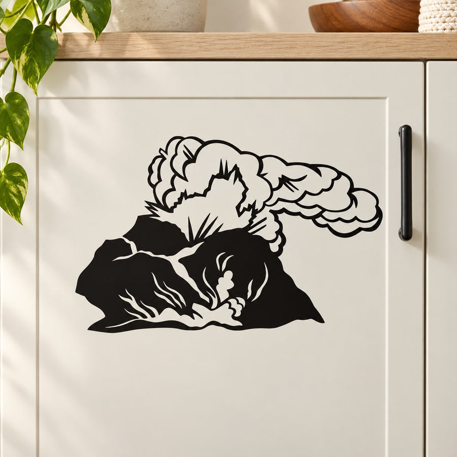 Black vinyl decal sticker with astronaut, planet, and cloud-like lines