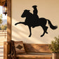 Black horse and rider silhouette decal, side profile