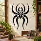 Flowing spider decal, black tribal-style spider on white surface