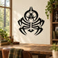 Black hazard spider decal sticker with web and central hazard icon