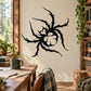 Black thorny spider vinyl decal with detailed legs and flower-like body