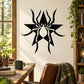 Black spider starburst wall decal with pointed legs and web-like shape