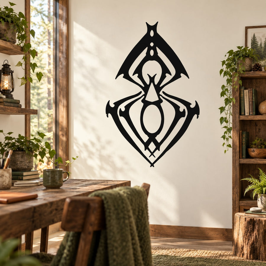 Meditating spider wall decal showing a seated meditation figure