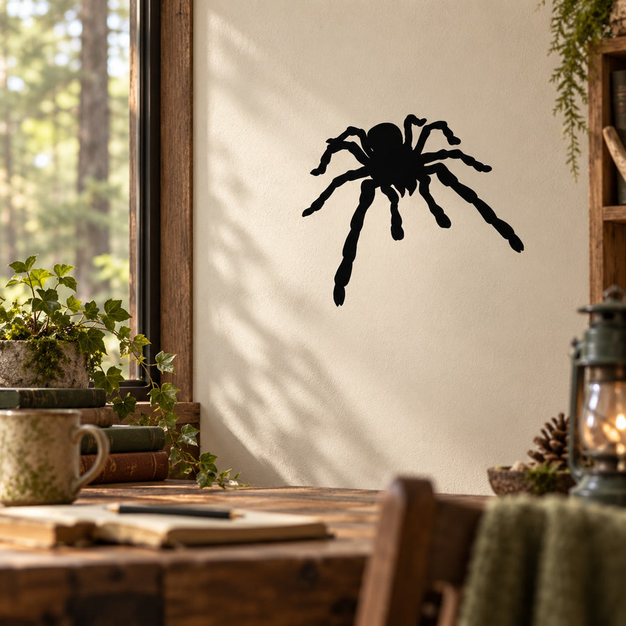 Black house spider wall decal, standalone spider silhouette