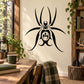 Black spider decal with skull-style body and long legs
