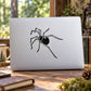 Spider hunting decal sticker with black outline graphic on a white rectangular backing