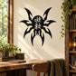 Black Chinese-style spider wall decal with central symbol and eight legs