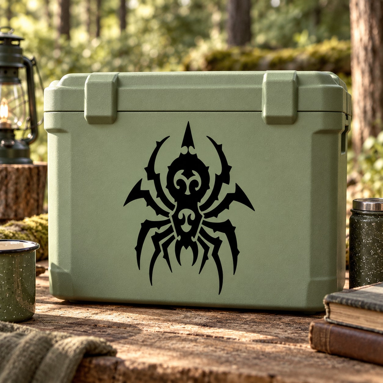 Black pointed spider emblem decal for spooky decoration