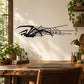 Black spider and web wall decal with webbed lines and spider silhouette