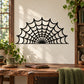 Half round spider web decal in black with radial web lines