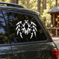 Bubble-style spider window decal with white spider and web pattern