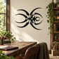 Black abstract pointed spider wall decal with stylized curved legs and body.