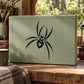 Black spider decal with heart-shaped body, wall or craft sticker.
