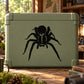 Black tarantula approaching decal on light green hard case