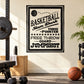 Square basketball word collage decal: Slam Dunk, Three Pointer, Free Throw, Jump Shot