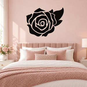 Black rose flower wall decal with layered petals