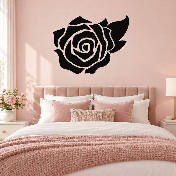 Black rose flower wall decal with layered petals