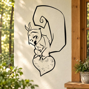 Black outline squirrel decal on heart shape