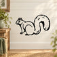Squirrel wall decal with black outline and white filled body
