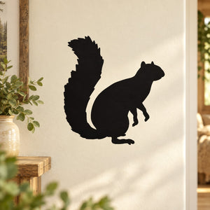 Standing squirrel decal with black silhouette, standing on paws