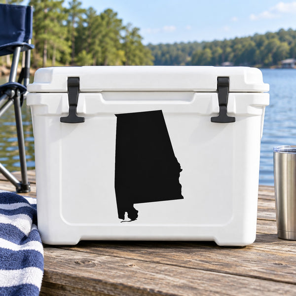 Alabama State Decal — illustrative vinyl decal application mockup. Surrounding objects are not included.