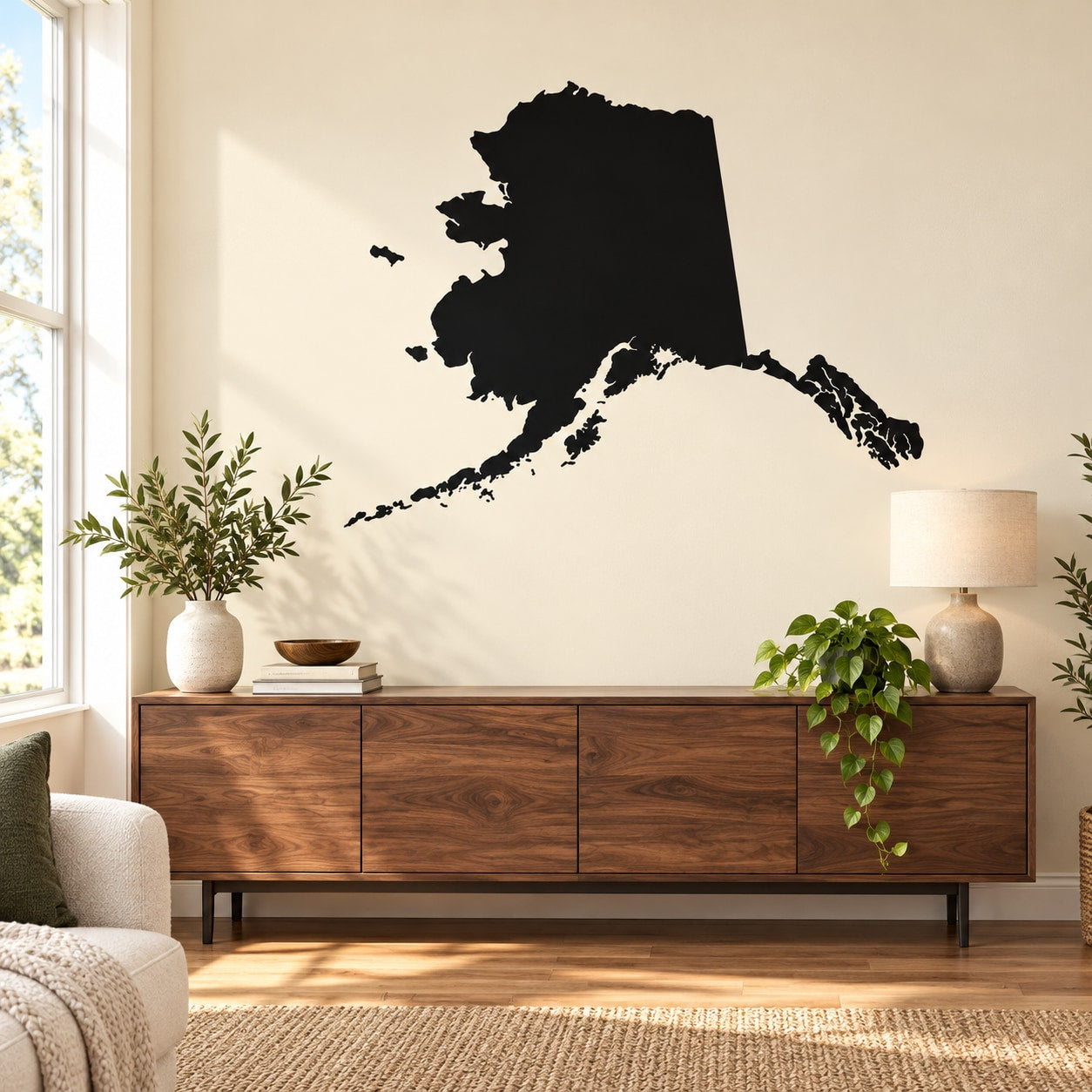 Black Alaska state silhouette wall decal