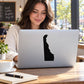 Delaware state outline vinyl decal, black silhouette on laptop lid