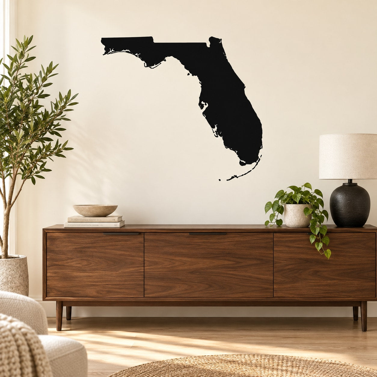 Black Florida state silhouette decal with clean cutout edges