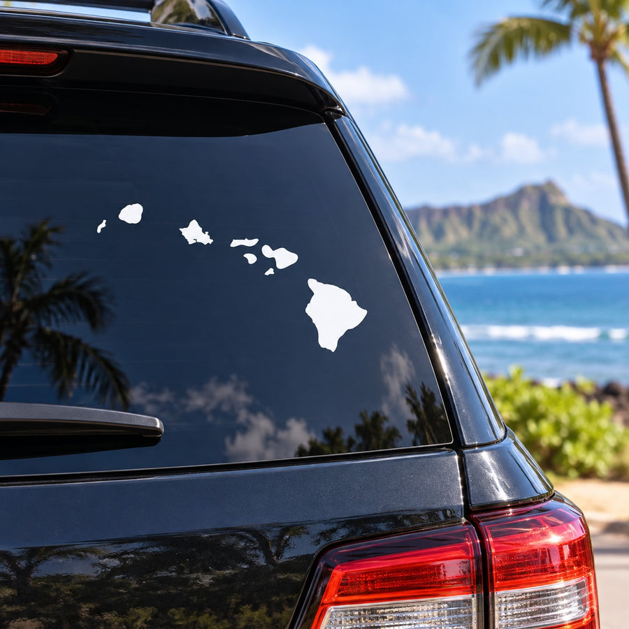 Hawaii State Decal — illustrative vinyl decal application mockup. Surrounding objects are not included.