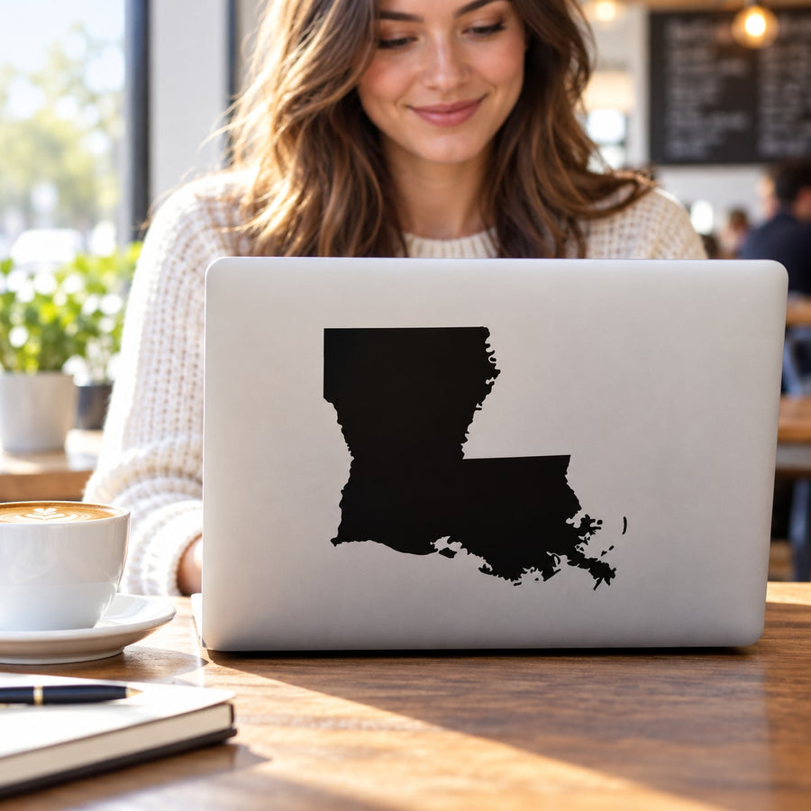 Louisiana State Decal — illustrative vinyl decal application mockup. Surrounding objects are not included.