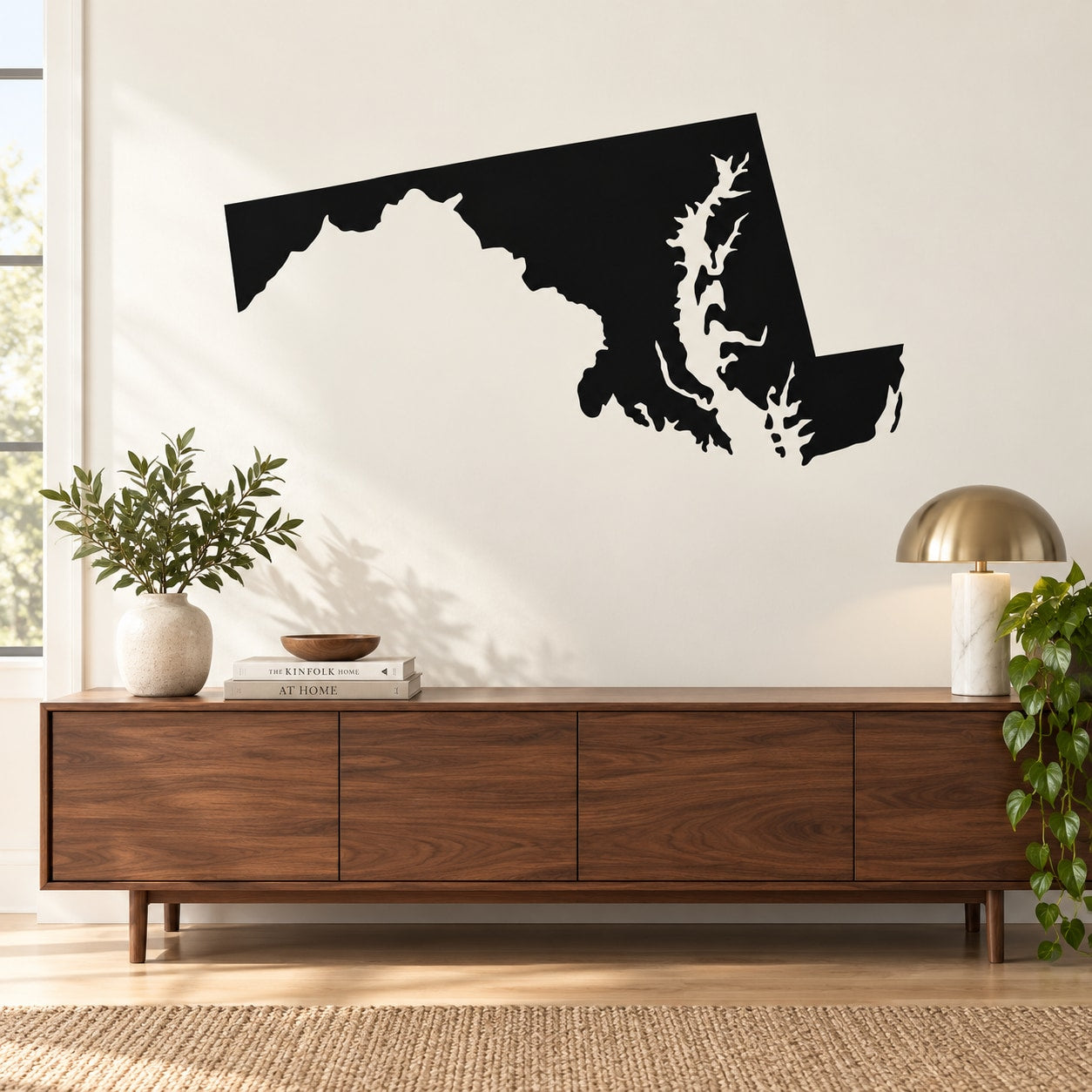 Maryland state decal with black Maryland silhouette outline