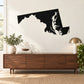 Maryland state decal with black Maryland silhouette outline