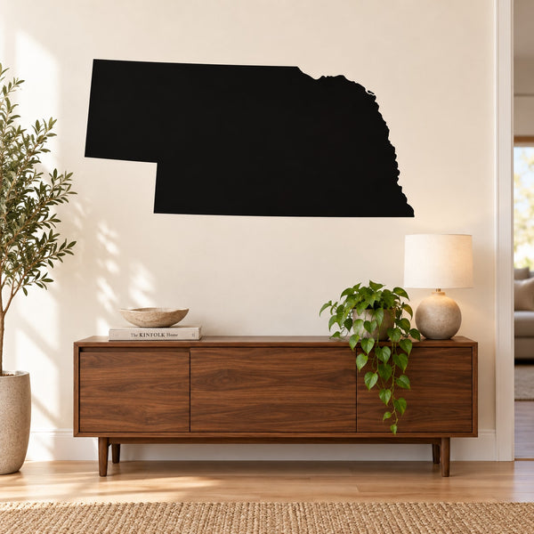 Nebraska state shape decal in solid black