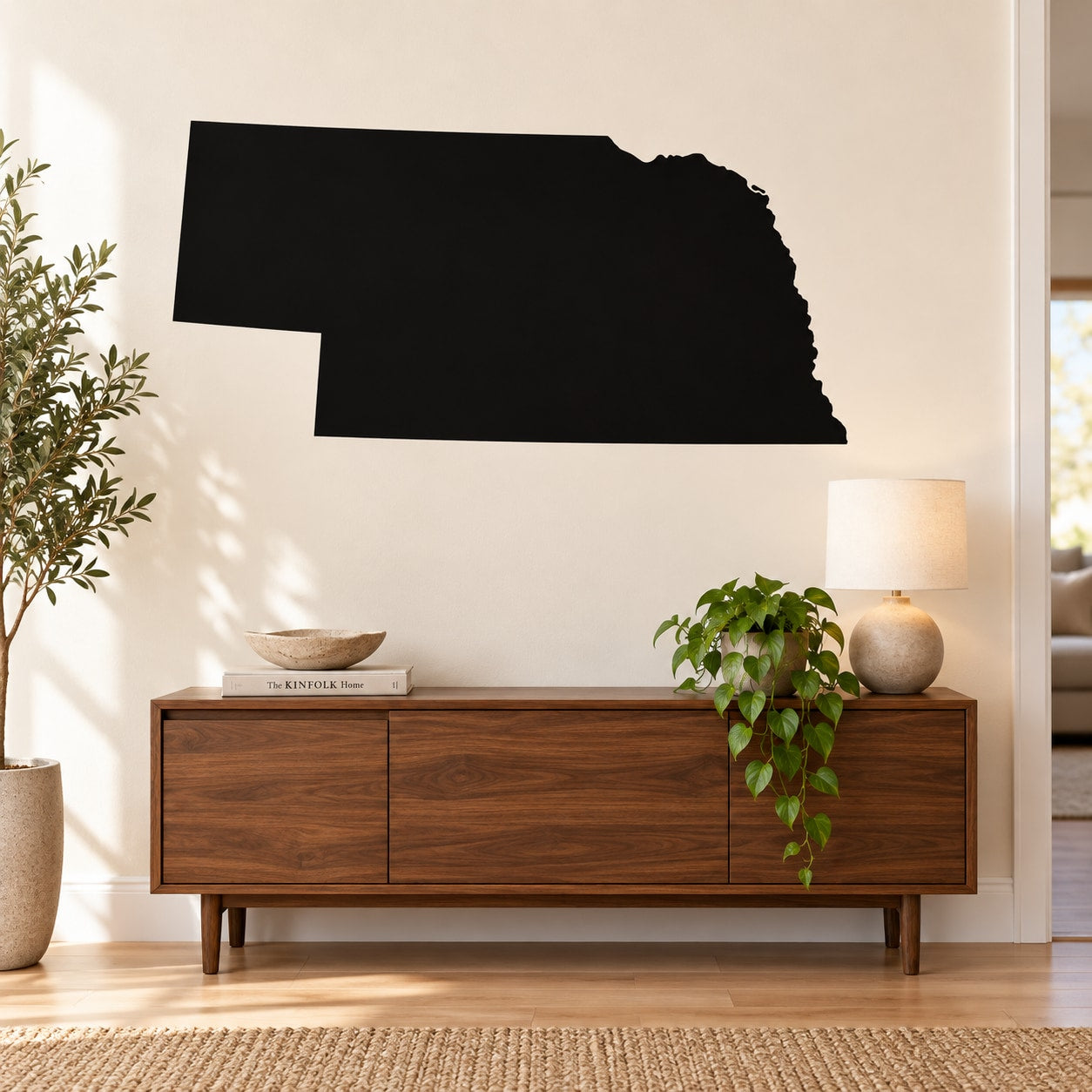 Nebraska state shape decal in solid black